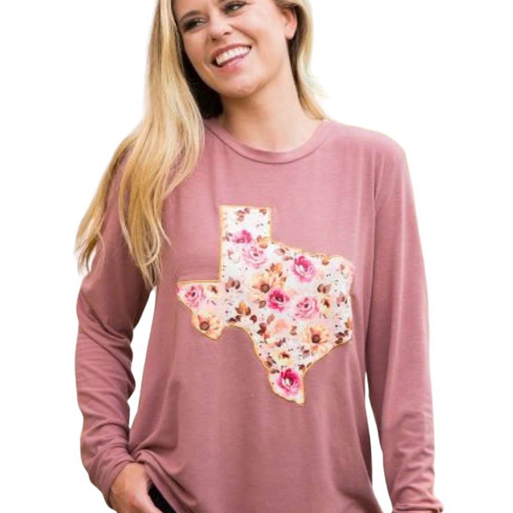 Wanderer By Southern Grace Texas Floral Long Sleeve Tee Size S NWT